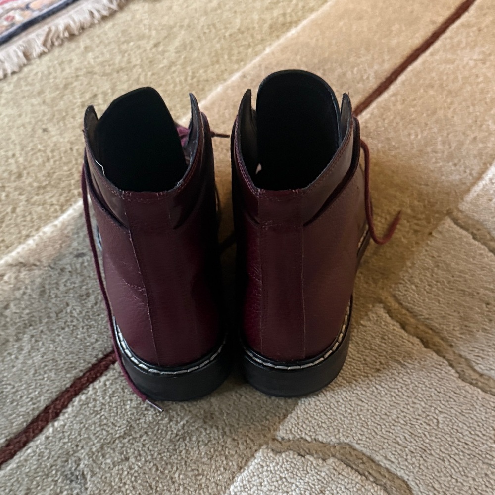 Women’s Burgundy Leather Boots - Picture 2 of 3
